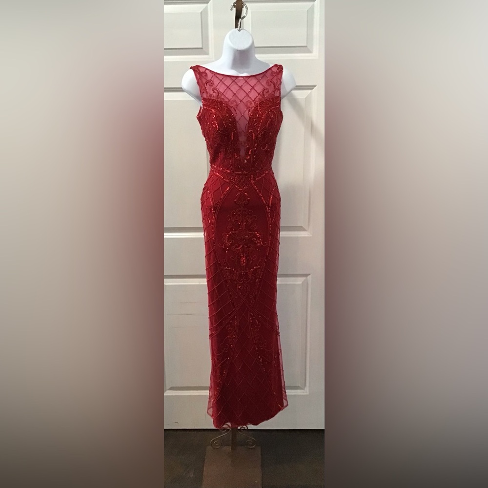 Camille La Vie Scarlet Embellished Gown